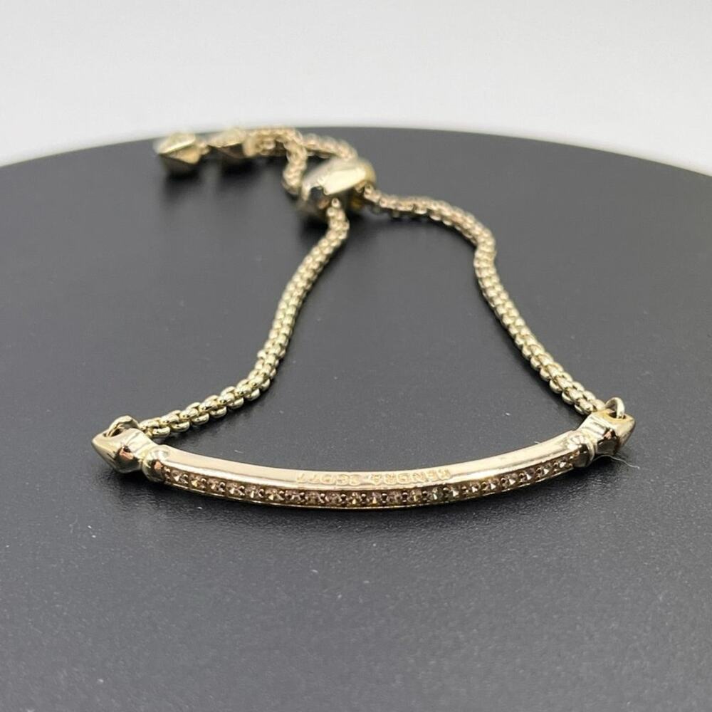 Kendra Scott Pave Adjustable 14k Gold Plated Ott Chain CZ‎ Bling Bolo Bracelet